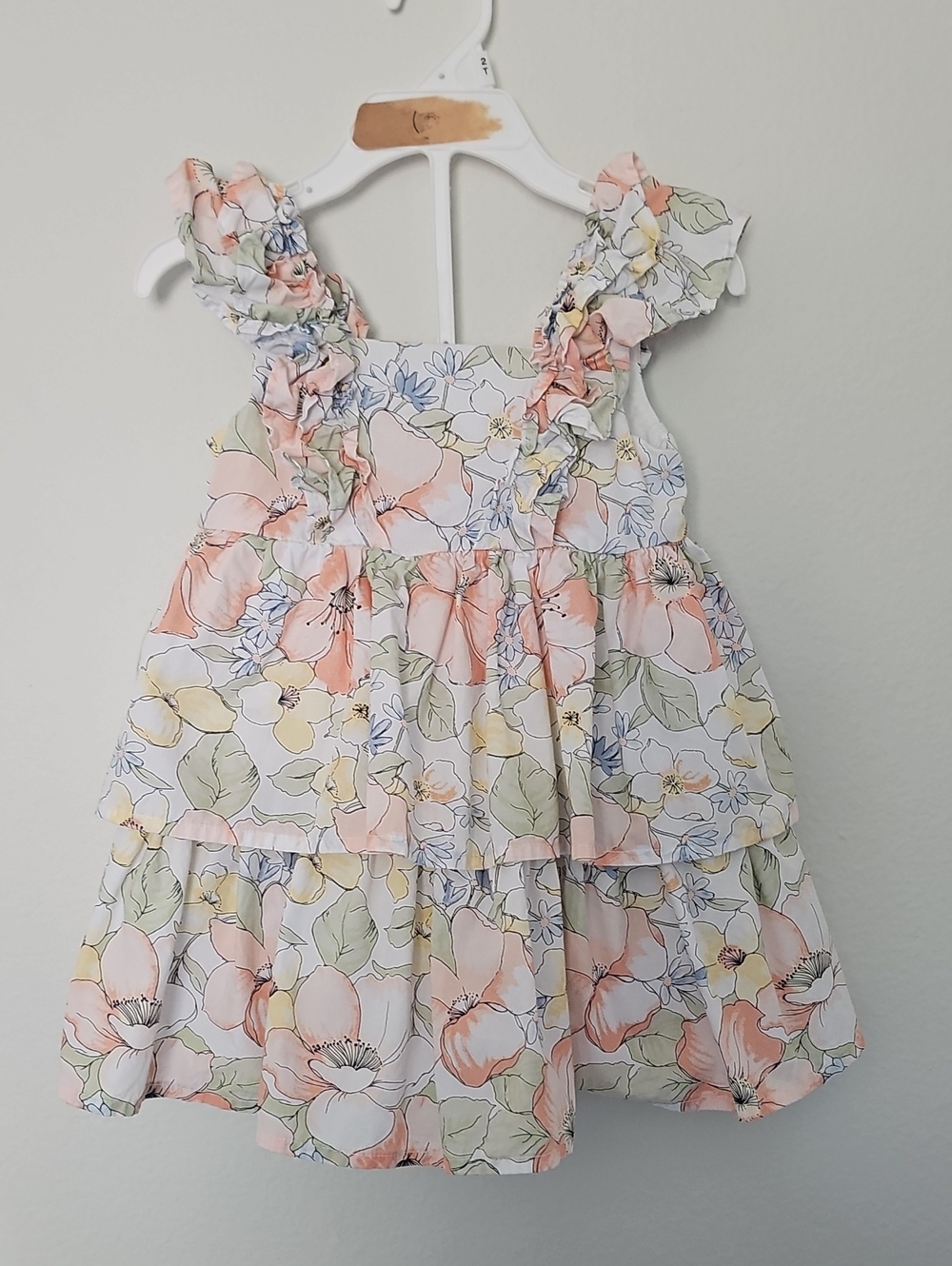 Janie And Jack Floral Ruffle Tiered Dress for Girls - Peach & Pastel